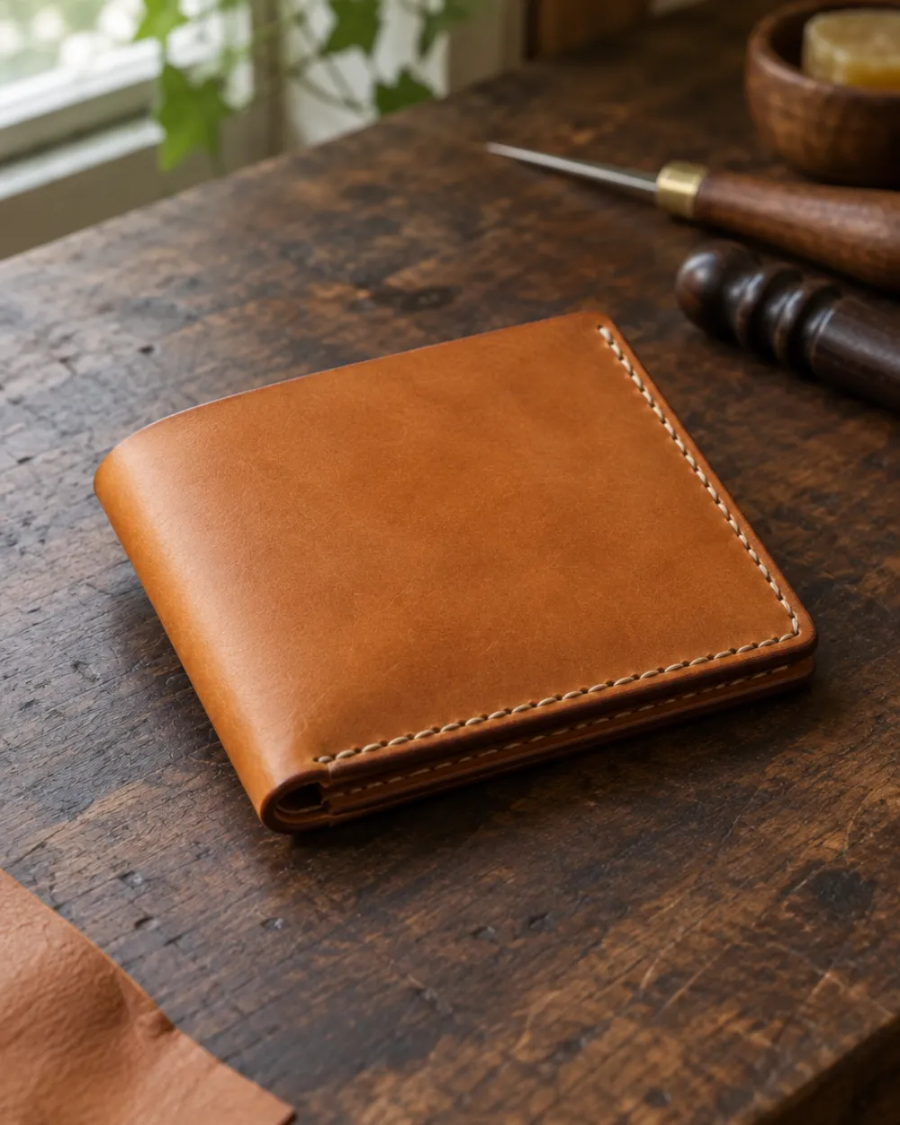 El dikişi bifold cüzdan
